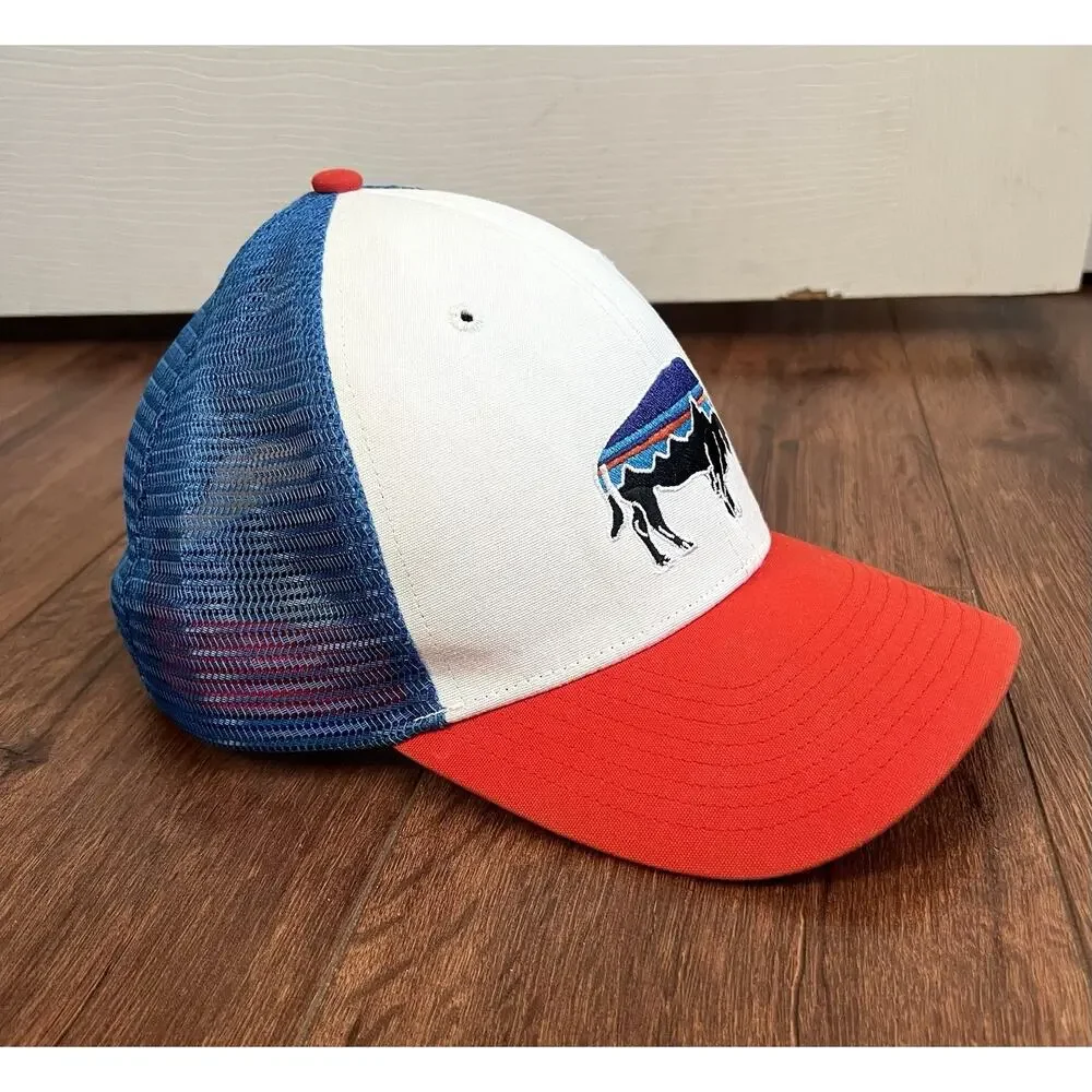 PATAGONIA Fitz Roy Bison Red White Blue SnapBack Trucker Hat One Size Adjustable